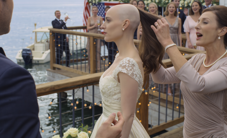 Our wedding by Lake Washington had just reached the first dance when my mother-in-law lunged and yanked my wig clean off my head in front of the cameras — I stood frozen as a champagne flute shattered — my husband didn’t argue: he snatched it back, hurled it into the lake, and said one sentence that made the entire reception explode into applause… then a few weeks later, her trembling letter pulled me into an unbelievable choice.