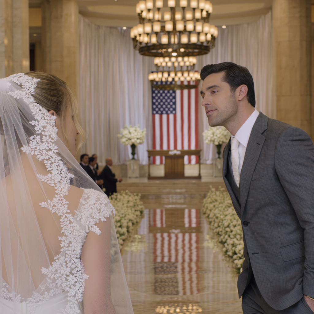 Abandoned right before the altar, 200 guests at the Ritz-Carlton whispering, phones held up recording, my dad roaring about half a million dollars… right then my millionaire boss strode straight down the aisle, leaned close to my ear and whispered: “Just act. Pretend I’m the groom.” I hadn’t even swallowed my tears when he pulled papers from his wallet, demanded the music start… and the next sentence made the entire hall fall silent…