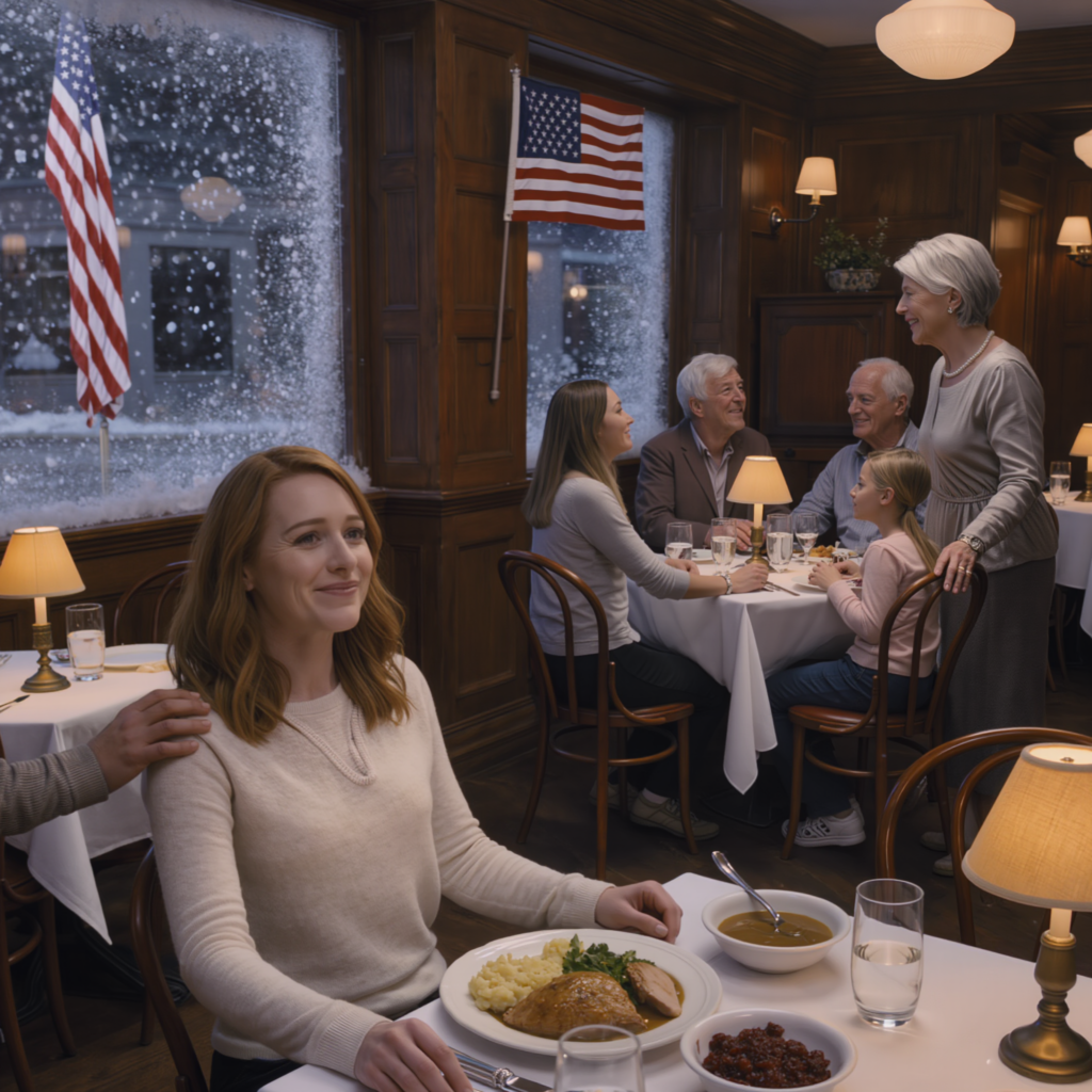 Three days before Thanksgiving, my mom texted exactly seven words: “Don’t come home—your sister doesn’t want drama.” I sat alone in a Boston restaurant watching other families laugh, until the table next to me suddenly pulled out a chair and invited me in. I thought it was just a passing kindness… until five years later, at my vineyard wedding, the MC said “the bride’s parents,” and my biological parents’ faces suddenly froze.