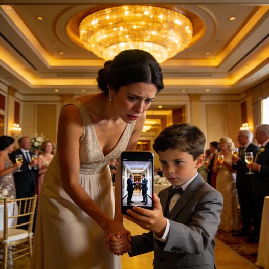 During my sister’s wedding, my 7-year-old son grabbed my hand and whispered, “mom… we need to leave now.” i smiled and asked why, until he silently showed me his phone and said, “look at this…”, making me freeze…