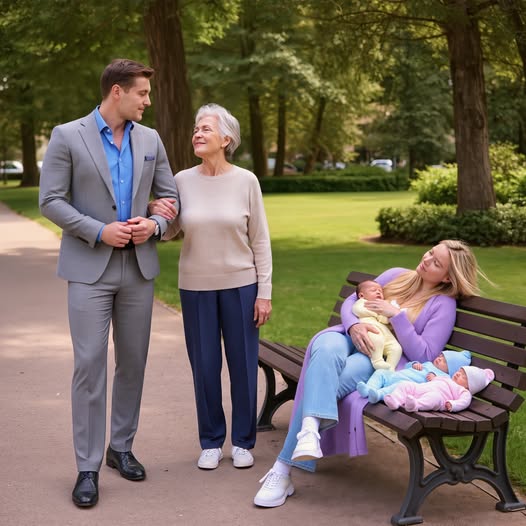 A millionaire took his mother for a quiet walk in the park — and froze when he spotted his ex asleep on a bench with three infants.