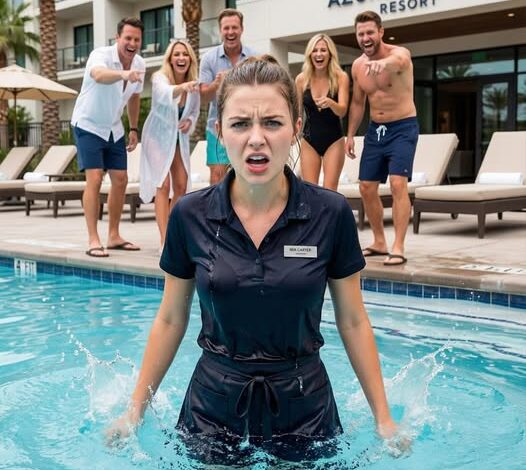 They Shoved the Waitress Into the Pool and Called It a Joke—Until a Millionaire Walked In, Looked at Her, and Said: “Lock the Gates.”