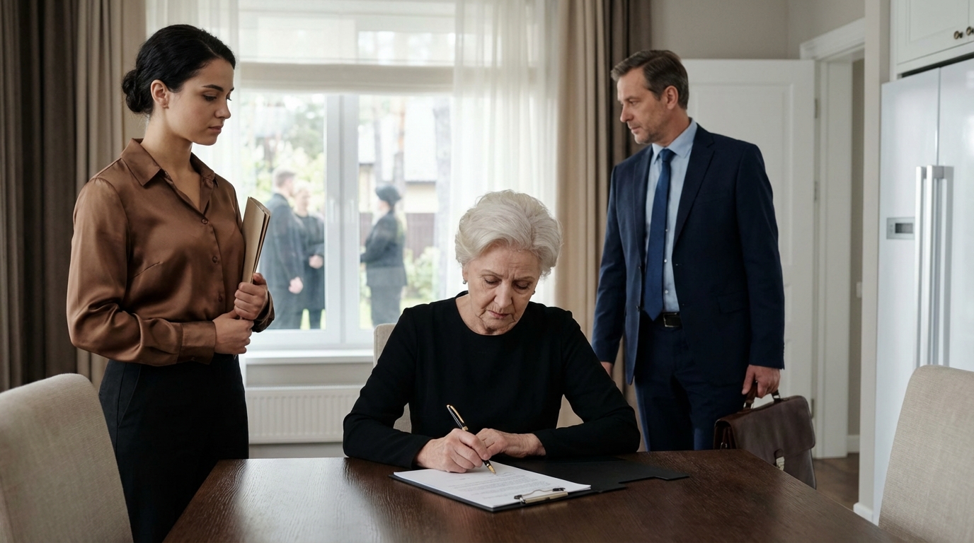 When my son married, I didn’t mention the ranch my late husband left me, and I let everyone assume I was ‘just Mom’ with a modest little life. Thank God I did because less than a week later my new daughter-in-law showed up at my door with a polished stranger, a crisp folder, and that too-sweet smile, saying they only needed ‘a quick signature’ so the family could ‘move forward.’