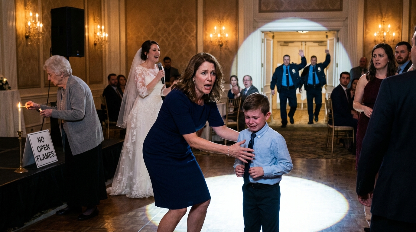 My sister grabbed the mic at her wedding and beamed. “Time for a cute little performance—from my sister’s son!” My mother leaned close to him, setting up their “joke,” and announced, “Enjoy the show!” People laughed—until my boy started crying, shaking so hard he couldn’t even speak. Then the music cut. A voice from the speakers broke the room open—because my son wasn’t the only one being exposed that night. – Story