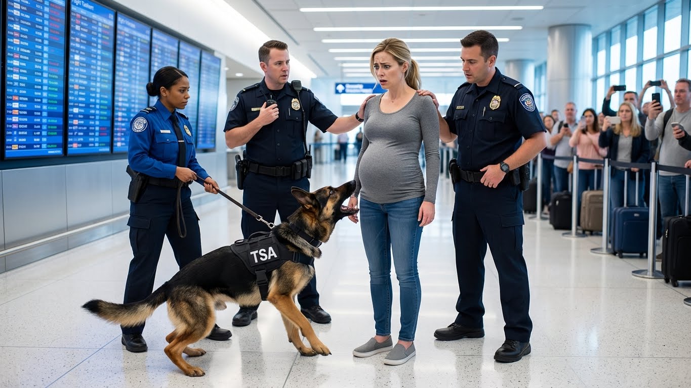 A dog barks frantically at a pregnant woman in an airport—and the truth security uncovers is staggering… – life magazin