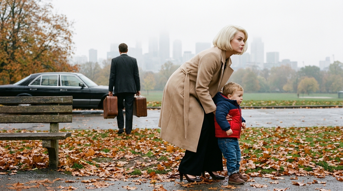 I found my grown son on a damp Chicago park bench beside three suitcases and my sleeping grandson—and in one breath he told me his wife had thrown him out, her father had fired him, and they were about to erase him like he never belonged.
