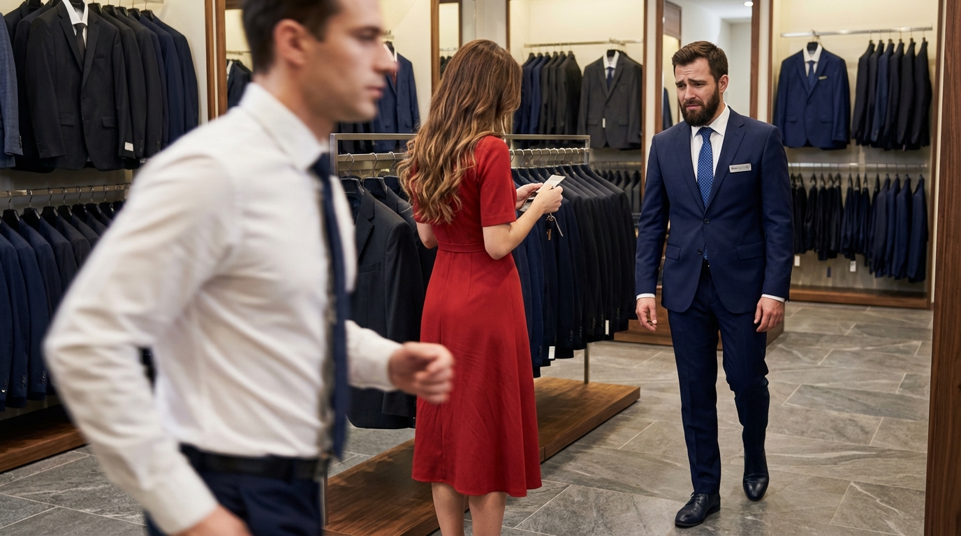 My fiancé said, ‘The wedding will be canceled if you don’t put the house, the car, and even your savings in my name.’ I didn’t argue. I didn’t cry. That night, I changed the locks and dropped his wedding suit off for donation. The next day, he walked into the bridal boutique for his final fitting and froze when he saw another man wearing his jacket.