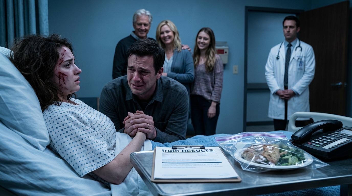 Thanksgiving ended with me collapsing at the table. When I came to in the hospital, my husband was crying. “The baby… we lost the chance,” he whispered, barely able to breathe. Then I saw them—my parents and my sister—watching me with quiet, satisfied smiles. My skin prickled with fear. Families don’t look like that unless they’re hiding something. And when the truth surfaced, it destroyed everything I believed about them… and myself. – Story