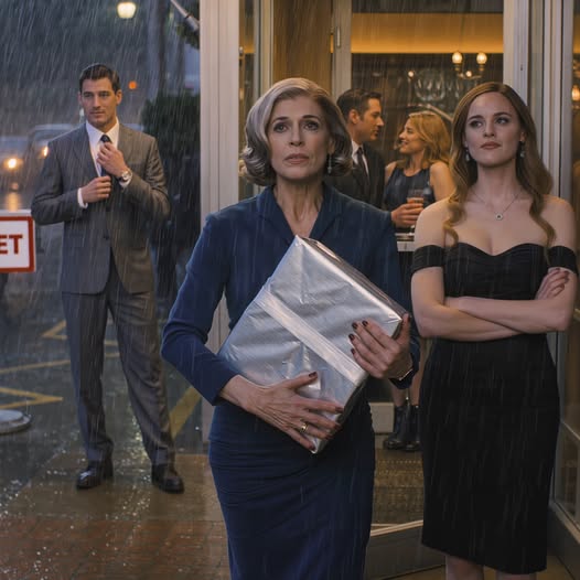 My daughter-in-law looked me dead in the eye and said, “Stay outside. This dinner is ‘family only.’” My son pretended not to see me—even though I’d flown nine hours from a tiny town outside South Dakota just to attend their anniversary. They closed the door in my face. I didn’t yell. I didn’t argue. I walked away. Twenty minutes later… people stopped eating, the music cut