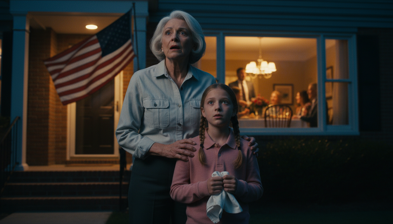 At Thanksgiving dinner, my granddaughter suddenly slid a note onto my table. It read: “Grandma, pretend you’re sick and get out now!” I froze, confused. “What’s wrong?” I whispered. “Please,” she said, barely moving her lips, “just trust me.” I decided to trust her and follow her instructions… Ten minutes later…