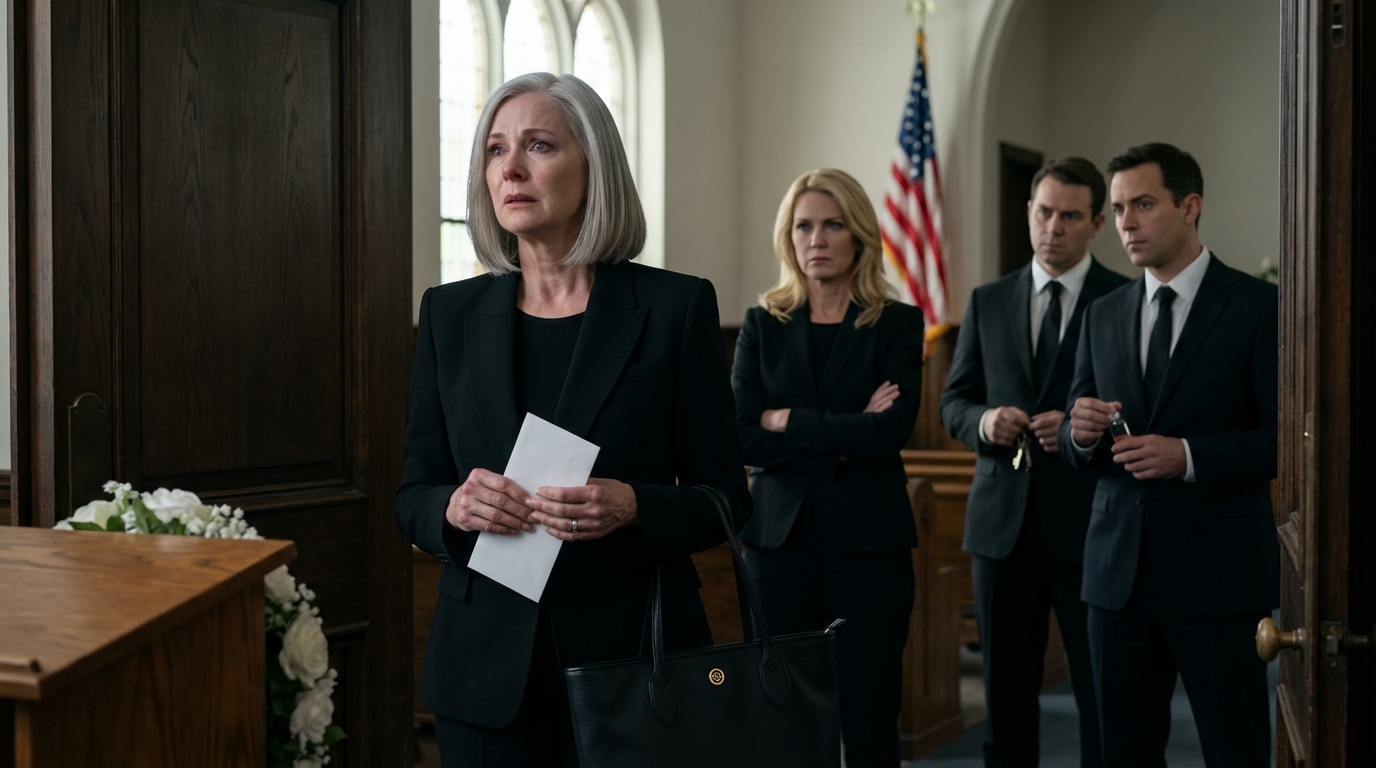 At my husband Robert’s funeral, my son wouldn’t meet my eyes, and his wife held him so tightly I felt like the third person at my own goodbye—then three days later, one text made it clear I wasn’t his family plan anymore, just an obligation he was done discussing. The chapel was cold with marble and stained glass, and my heels sounded too loud for a room that was supposed to be sacred.