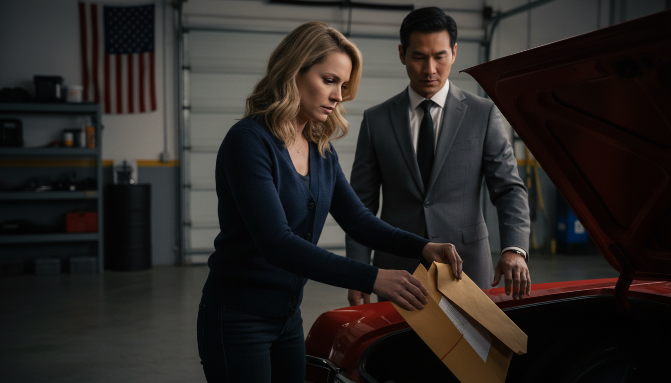 My son sold his late husband’s vintage car. When I saw the garage empty, my son said, ‘I’ve sold it. My wife wants to go to Paris, don’t be sad!’ I was still trembling when the dealership owner called and said, ‘Ma’am, your husband left something inside…’ Then his voice dropped: ‘Please come here today, this is not something I can discuss over the phone.’