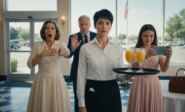 On Mother’s Day 2026, my mom took my sister to brunch at the exact restaurant where I worked as a waitress. She looked up, saw me in my uniform, and said, “Oh. We didn’t know you worked here. How embarrassing for us.” She said it loudly enough for six nearby tables to hear. I smiled, picked up the menu, and said four words. Just one minute later, my manager hurried straight over to their table.